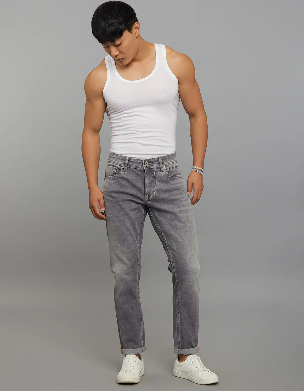Grey 5 Pocket Low-Rise Ankle Length Stretch Jeans RJ6279 | Denim pant | Shirtology Bangladesh