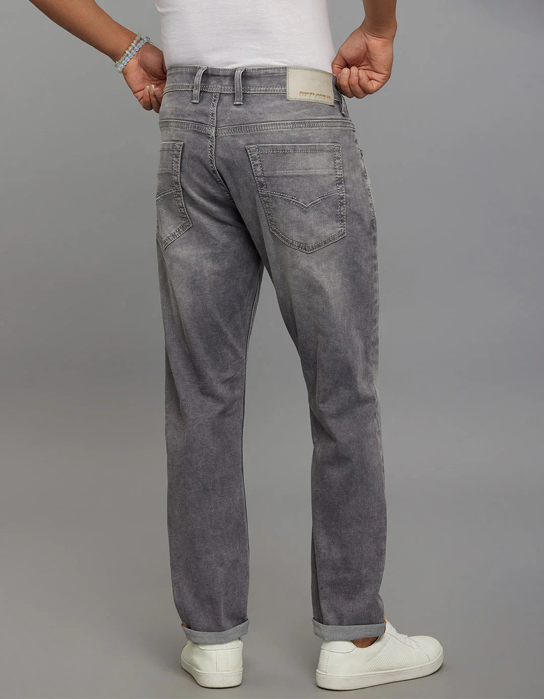 Grey 5 Pocket Low-Rise Ankle Length Stretch Jeans RJ6279