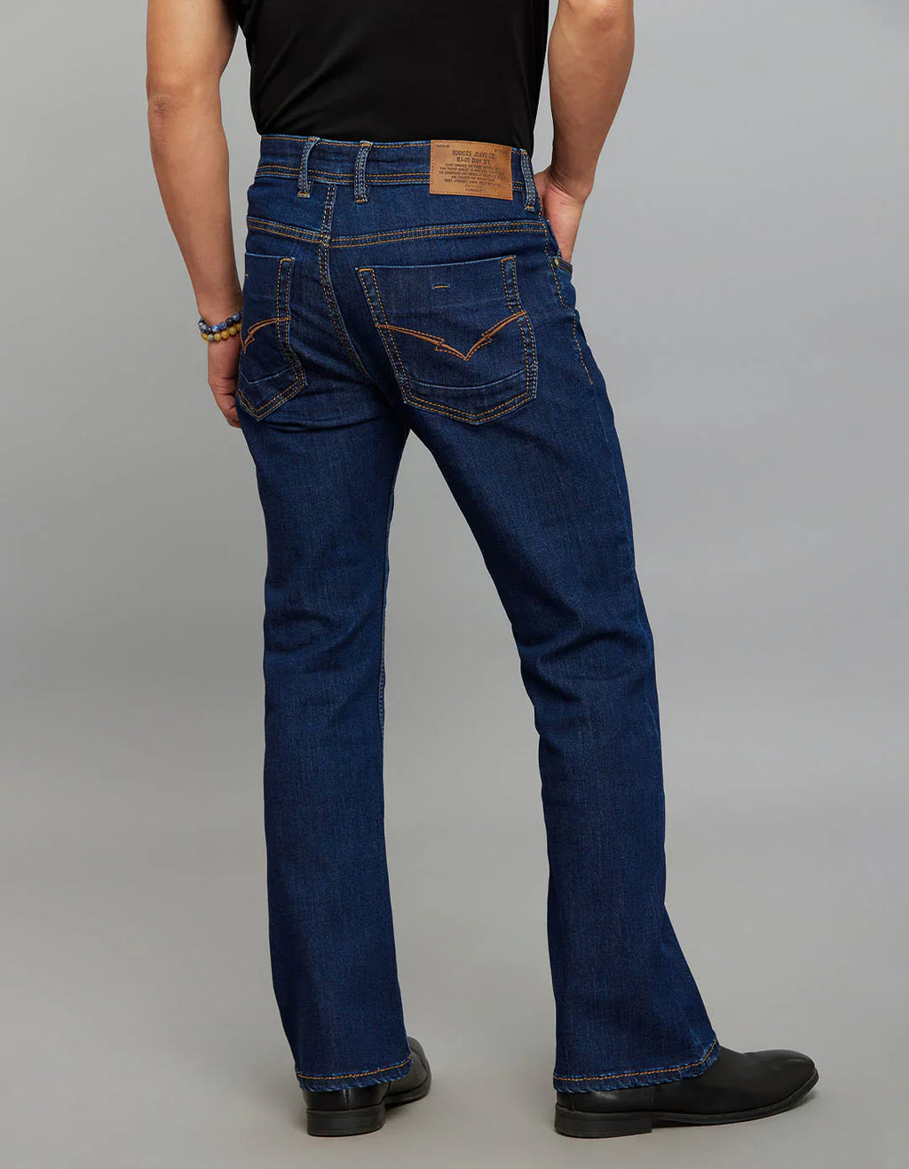 Rookies Mid-Rise Cropped Length Loose Bootcut Jeans - Dark Blue RJ6389 | Denim pant | Shirtology Bangladesh