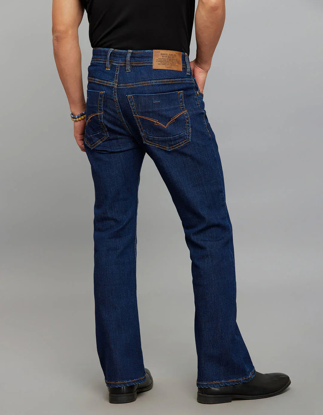 Rookies Mid-Rise Cropped Length Loose Bootcut Jeans - Dark Blue RJ6389 | Denim pant | Shirtology Bangladesh