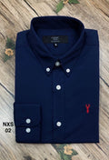 Premium Solid Stretch Cotton Shirt NXT(No Contrast) Navy 02 | Solid Shirt | Shirtology Bangladesh