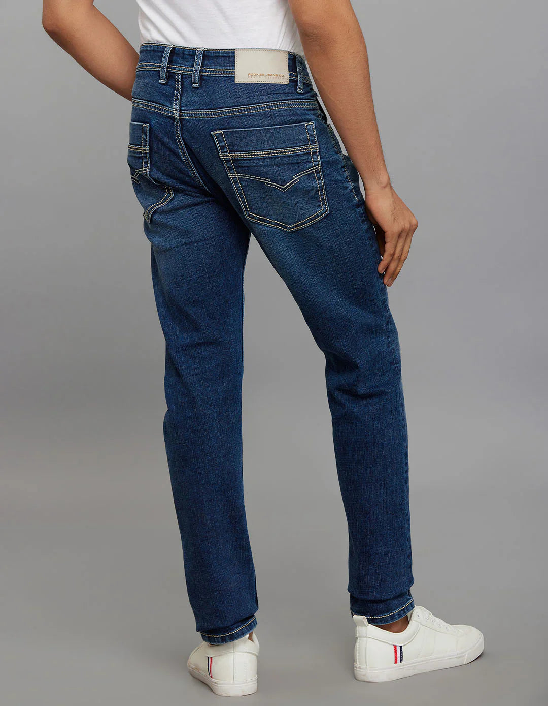 Rookies Mid-Rise Slim Straight Fit Jeans - Medium Blue RJ6389