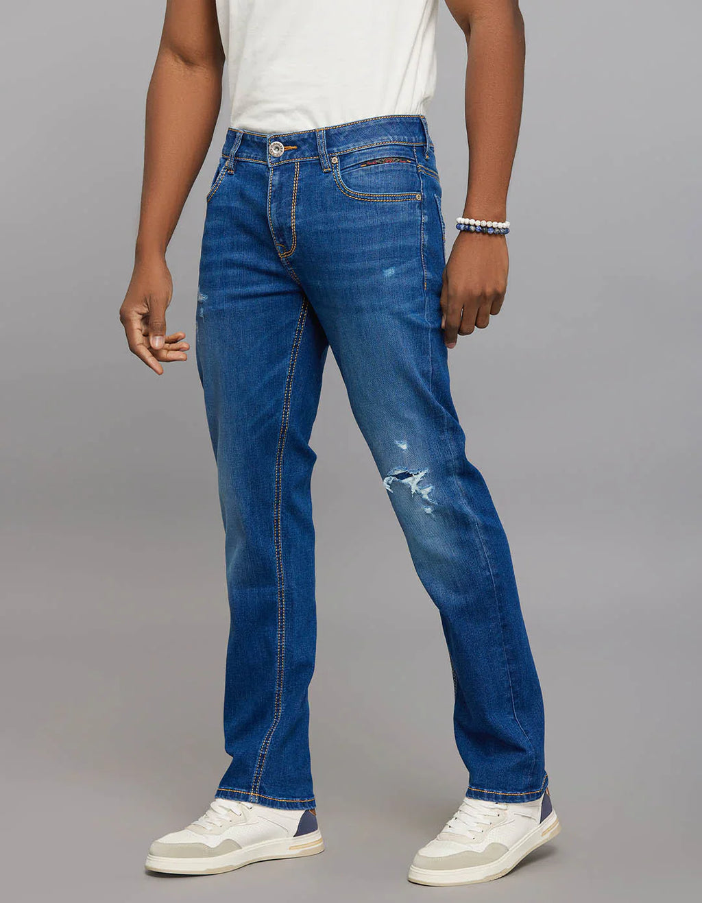 Rookies Mid-Rise Straight Comfort Stretch Jeans - Medium Blue RJ6382 | Denim pant | Shirtology Bangladesh
