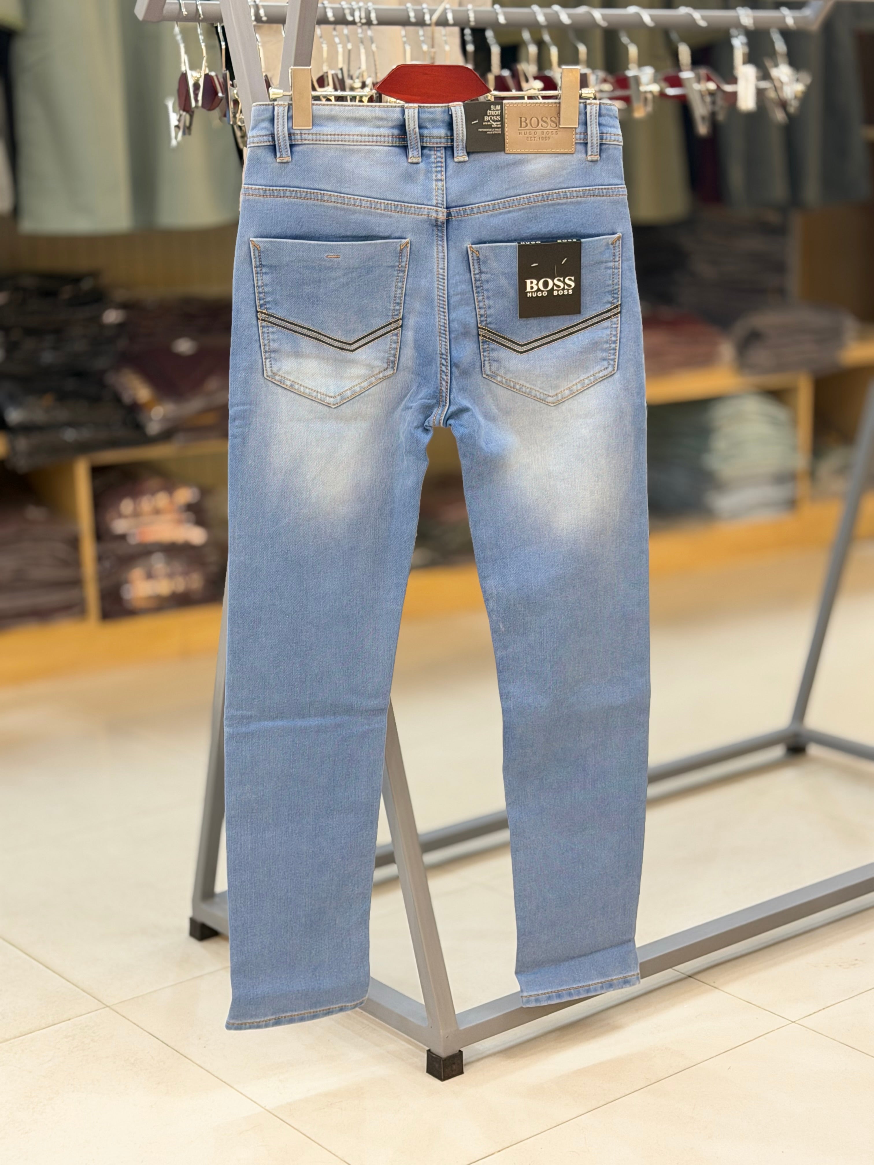 Men's Knit Denim Slim Fit Jeans – Soft Stretch Comfort light 801