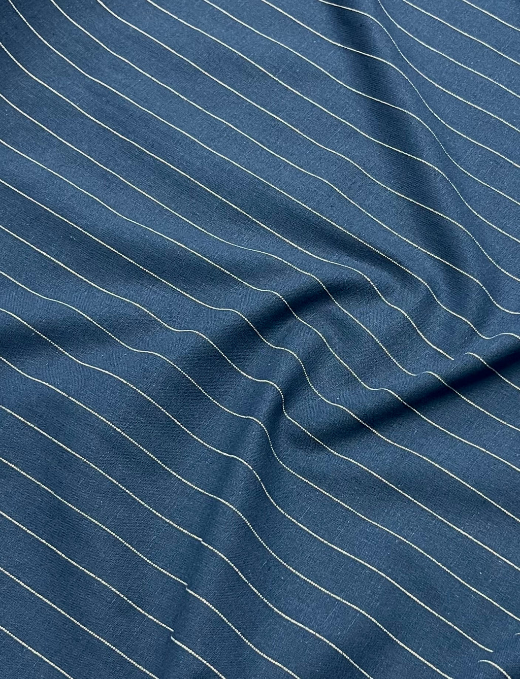 Denim Blue with Fine White Pinstripes