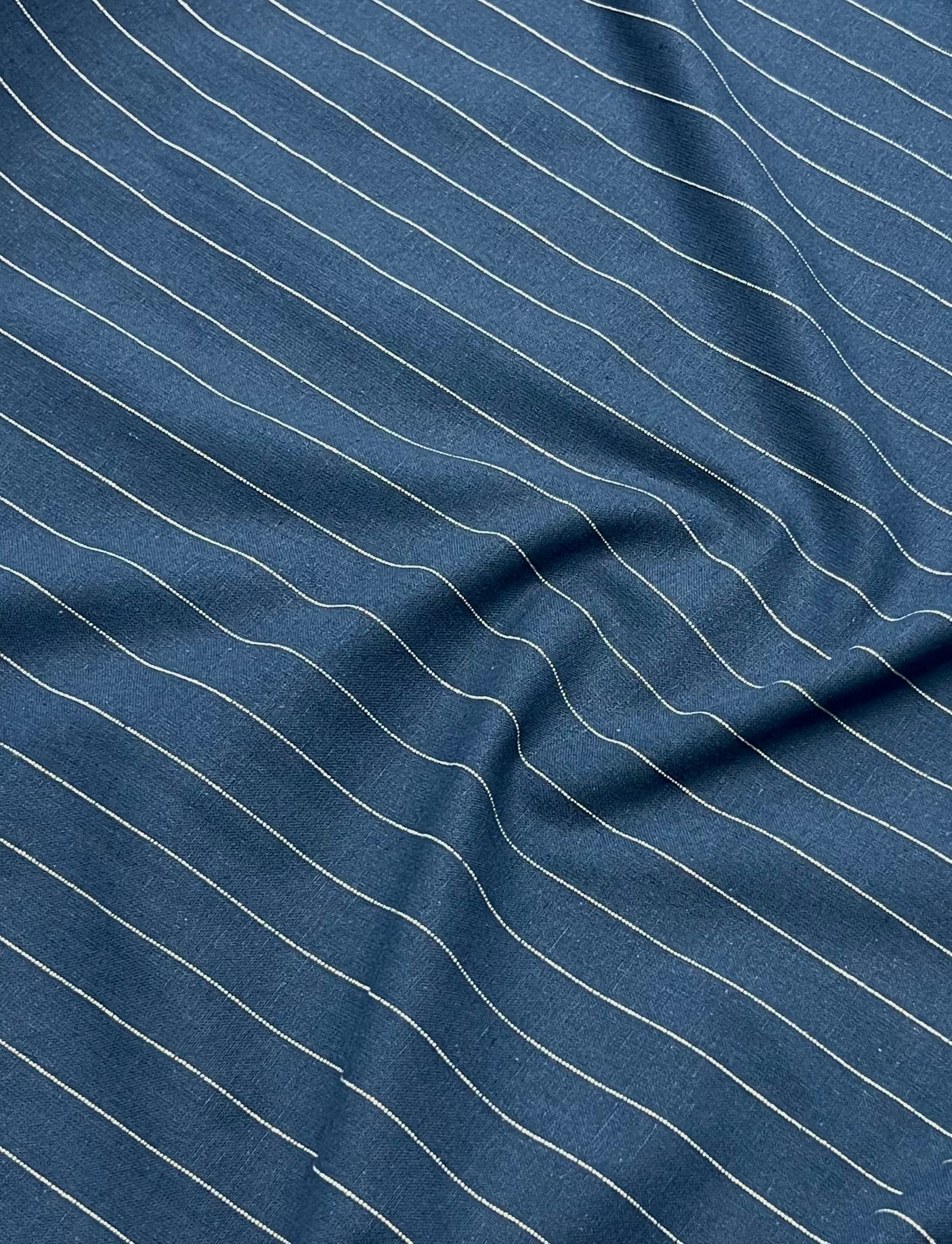Denim Blue with Fine White Pinstripes