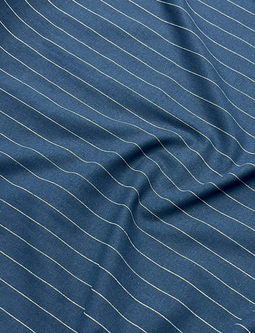 Denim Blue with Fine White Pinstripes