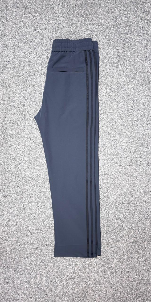 Performance Three-Stripe Full Baggy Style Track Pants Ash&Black
