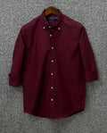 Premium Solid LOGO Oxford Cotton Shirt RLS Maroon 206