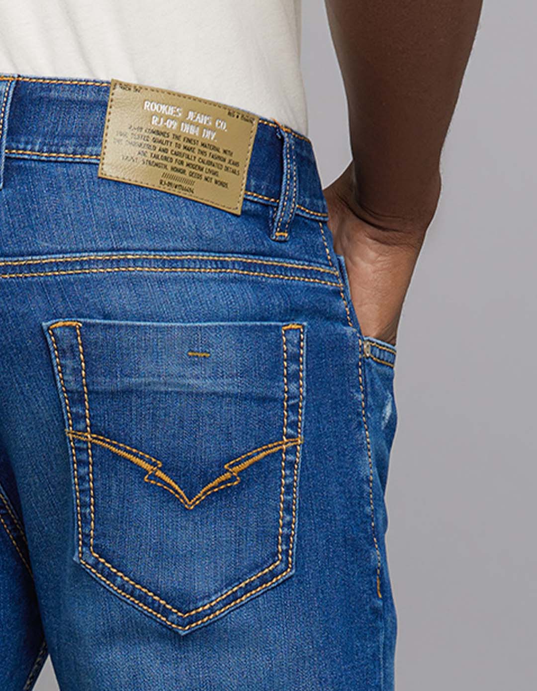 Rookies Mid-Rise Straight Comfort Stretch Jeans - Medium Blue RJ6382 | Denim pant | Shirtology Bangladesh