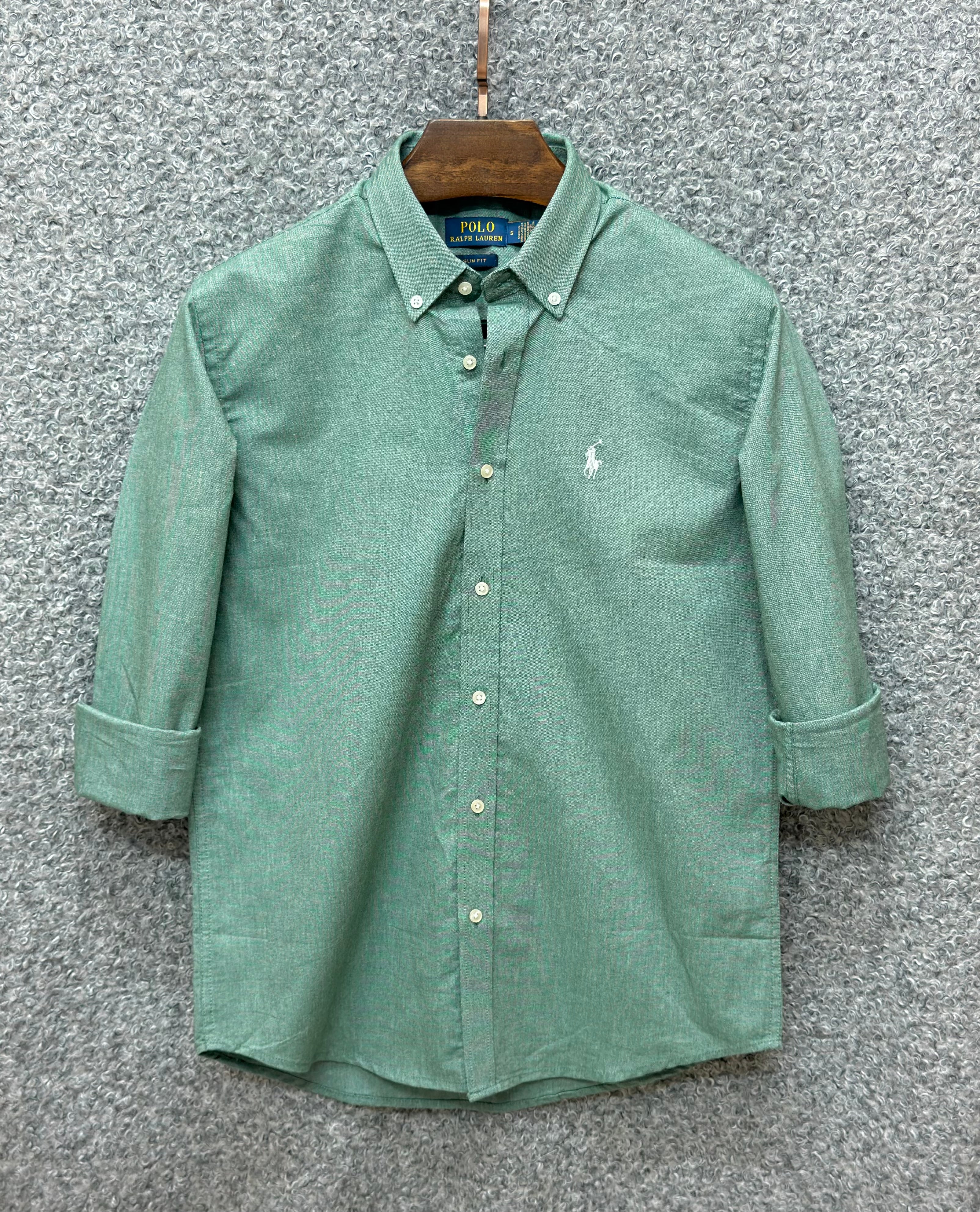 Premium Solid Logo Oxford Cotton Shirt RLS C-Green 150