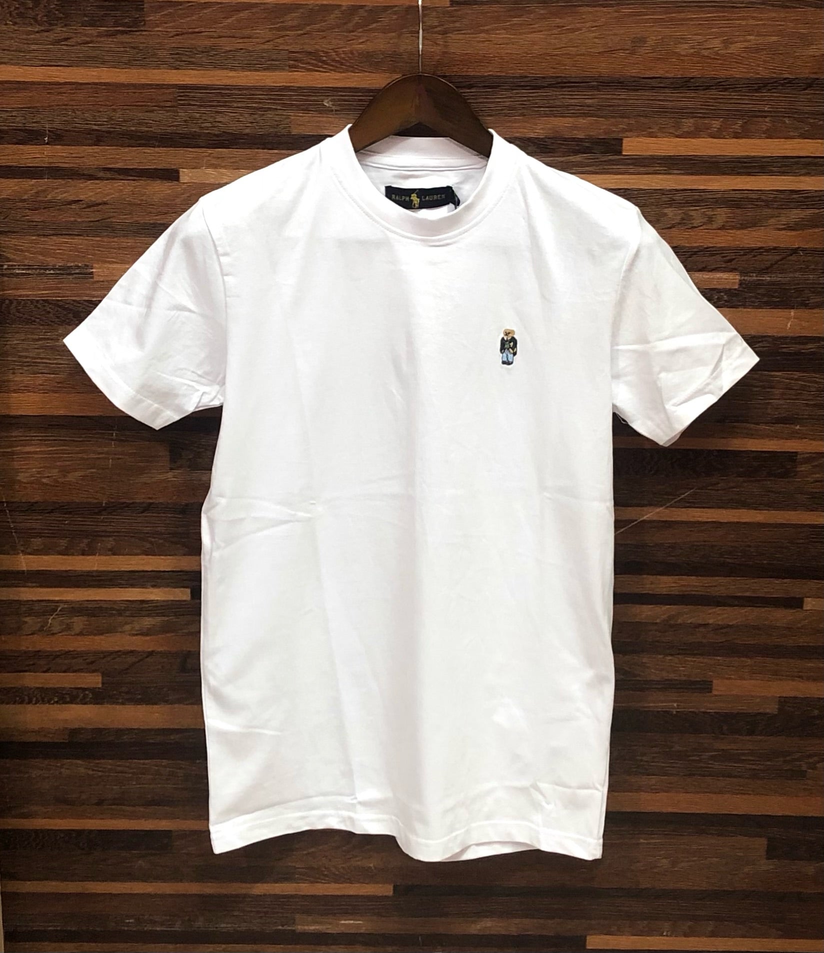 Premium Solid Bear Logo Tshirt RLBT White