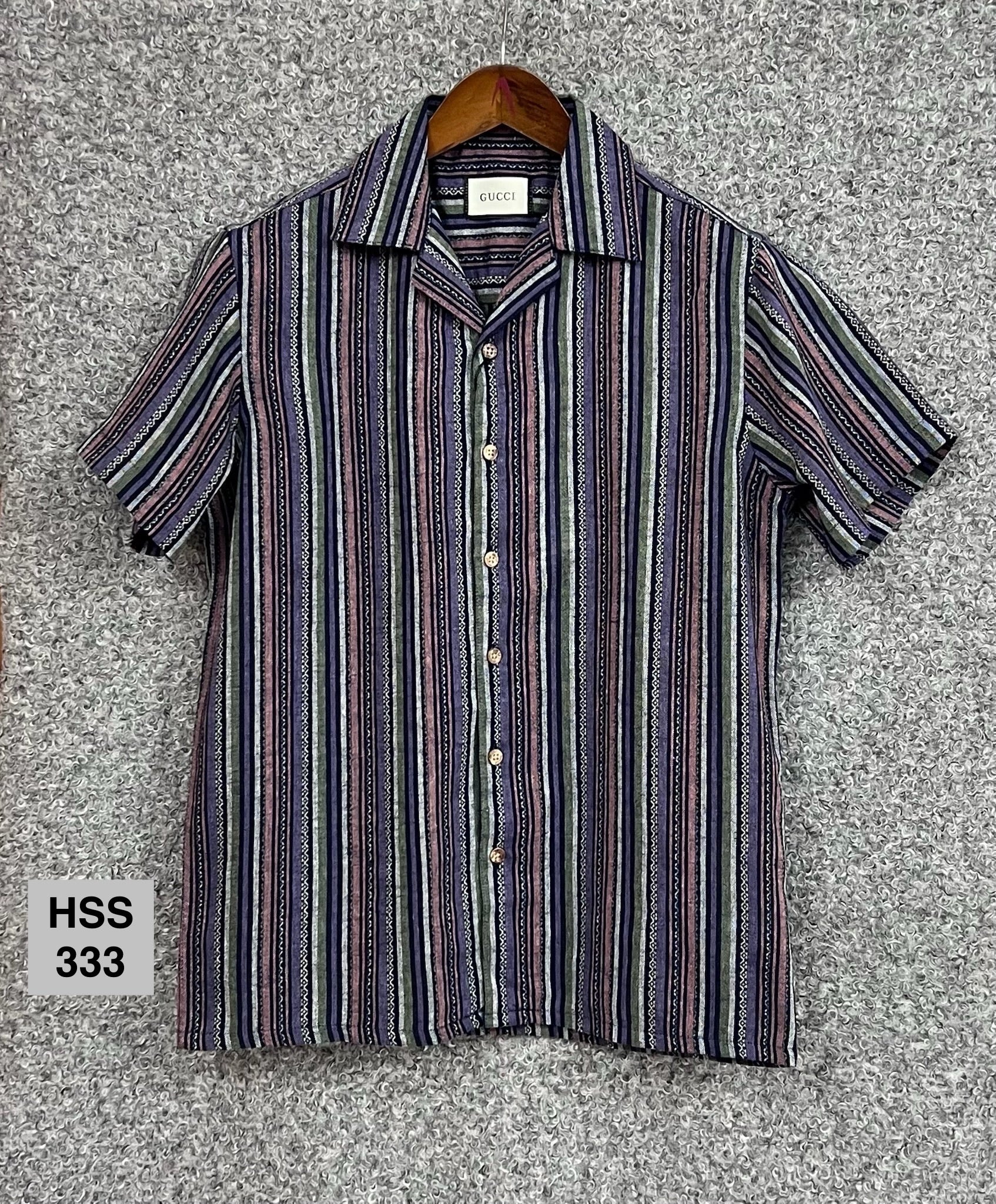 Premium Classic Cuban Collar Stripe Shirt GCST 333