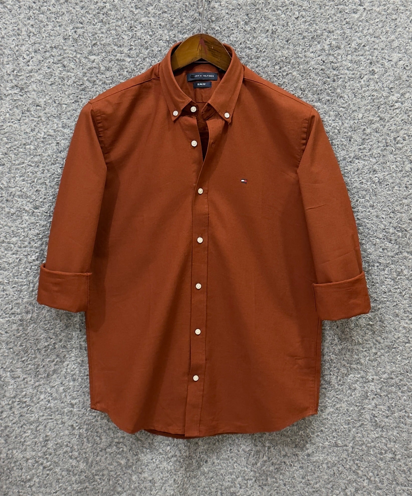 TMS Signature Solid Cotton Shirt 112 Rust/Eat | Solid Shirt | Shirtology Bangladesh