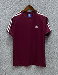 premium shoulder three stripe performance jersey tshirt ADSJ Maroon | Shirtology Bangladesh