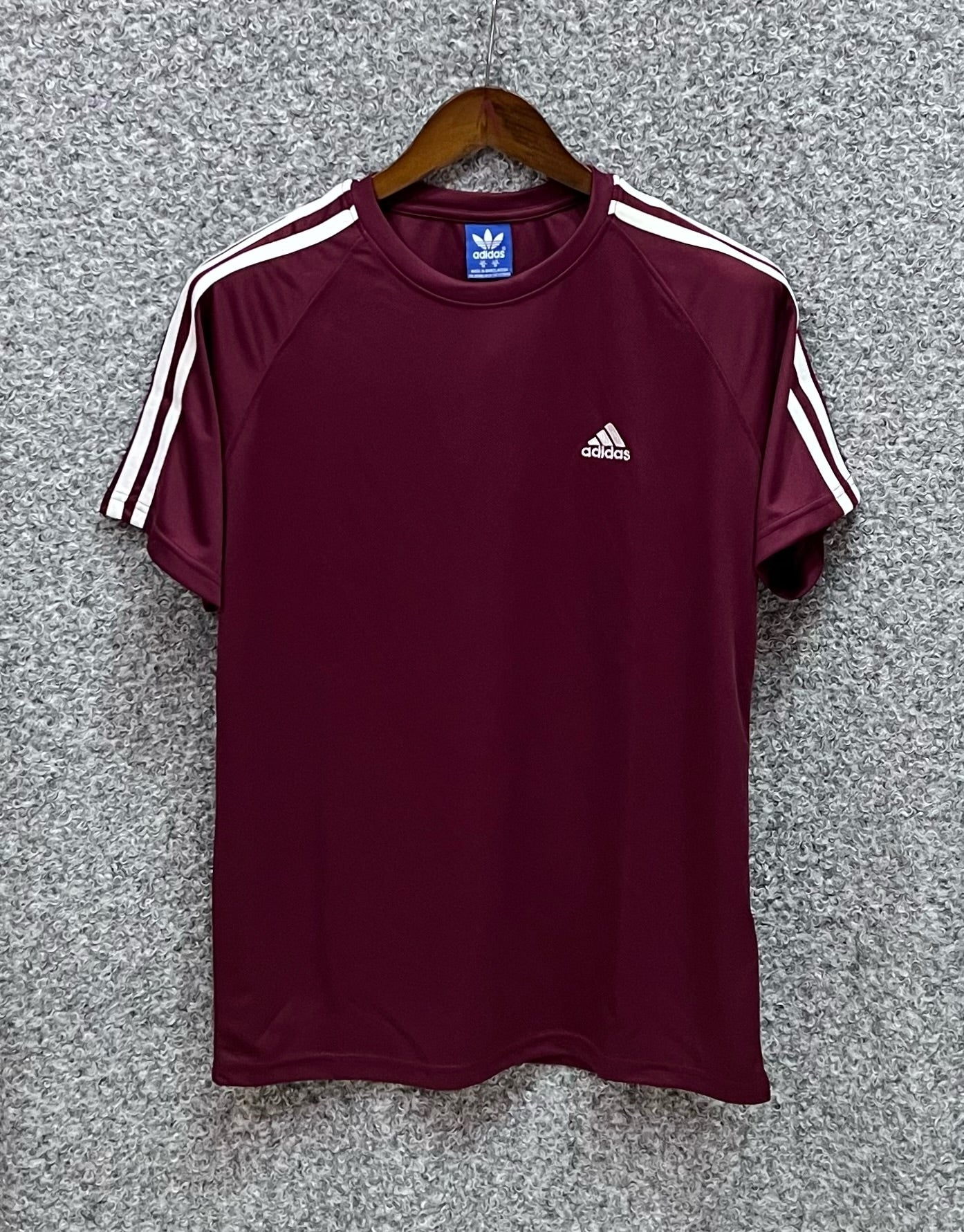 premium shoulder three stripe performance jersey tshirt ADSJ Maroon | Shirtology Bangladesh