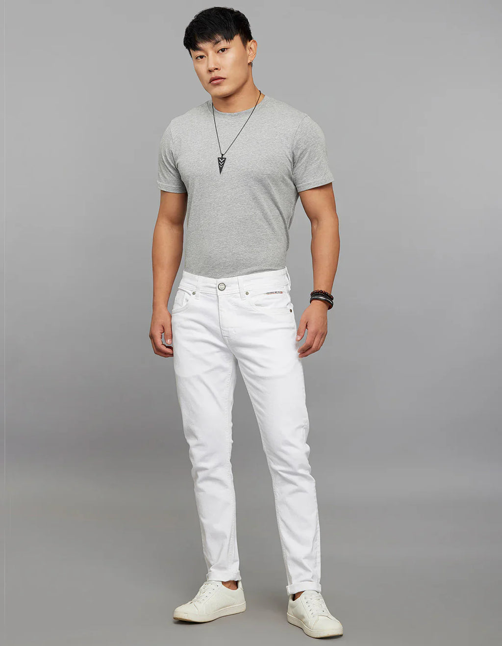 Rookies Denim Tapered Ankle-Length Stretch Jeans - White RJ6284