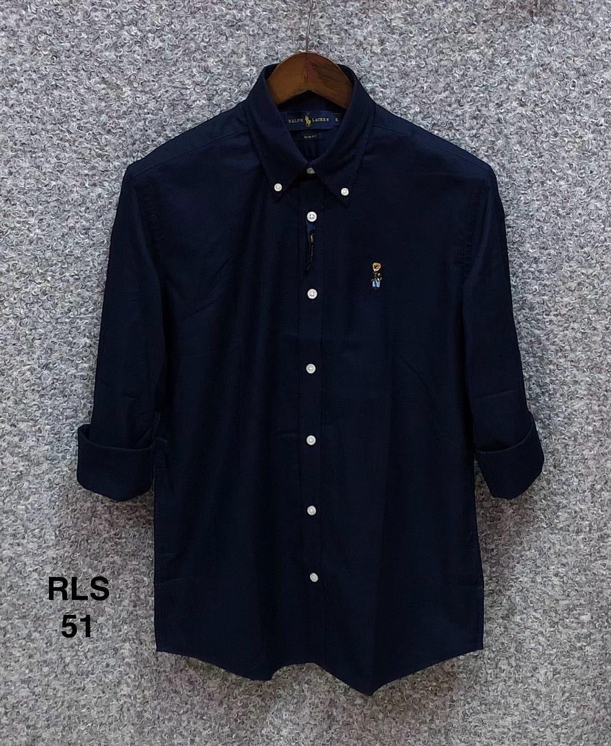 Premium Solid Oxford Cotton Shirt RLS Bear Nevy 51 | Solid Shirt | Shirtology Bangladesh