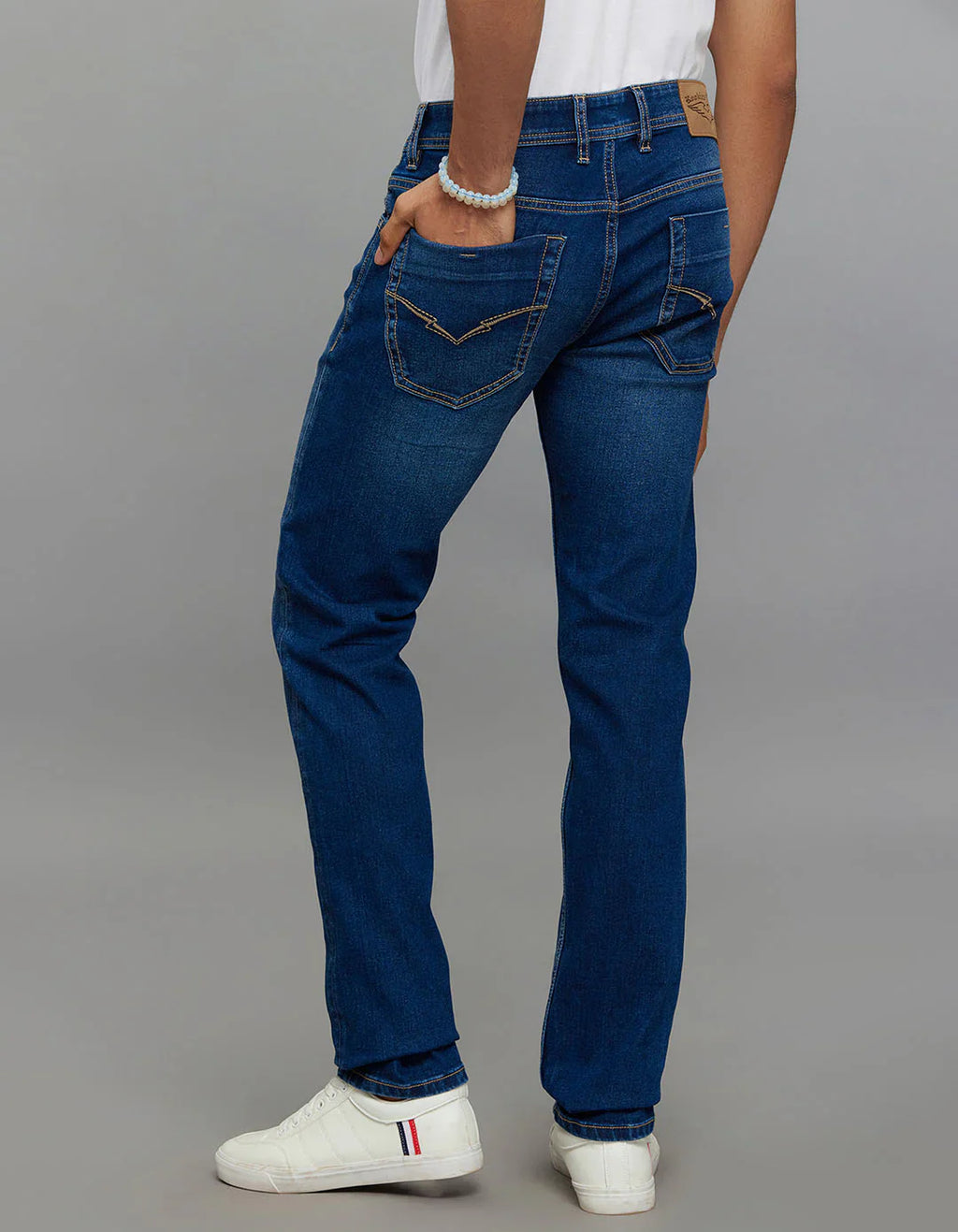 Medium Blue 5 Pocket Mid-Rise Slim Straight Fit Classic Stretch Jeans RJ6238 | Denim pant | Shirtology Bangladesh
