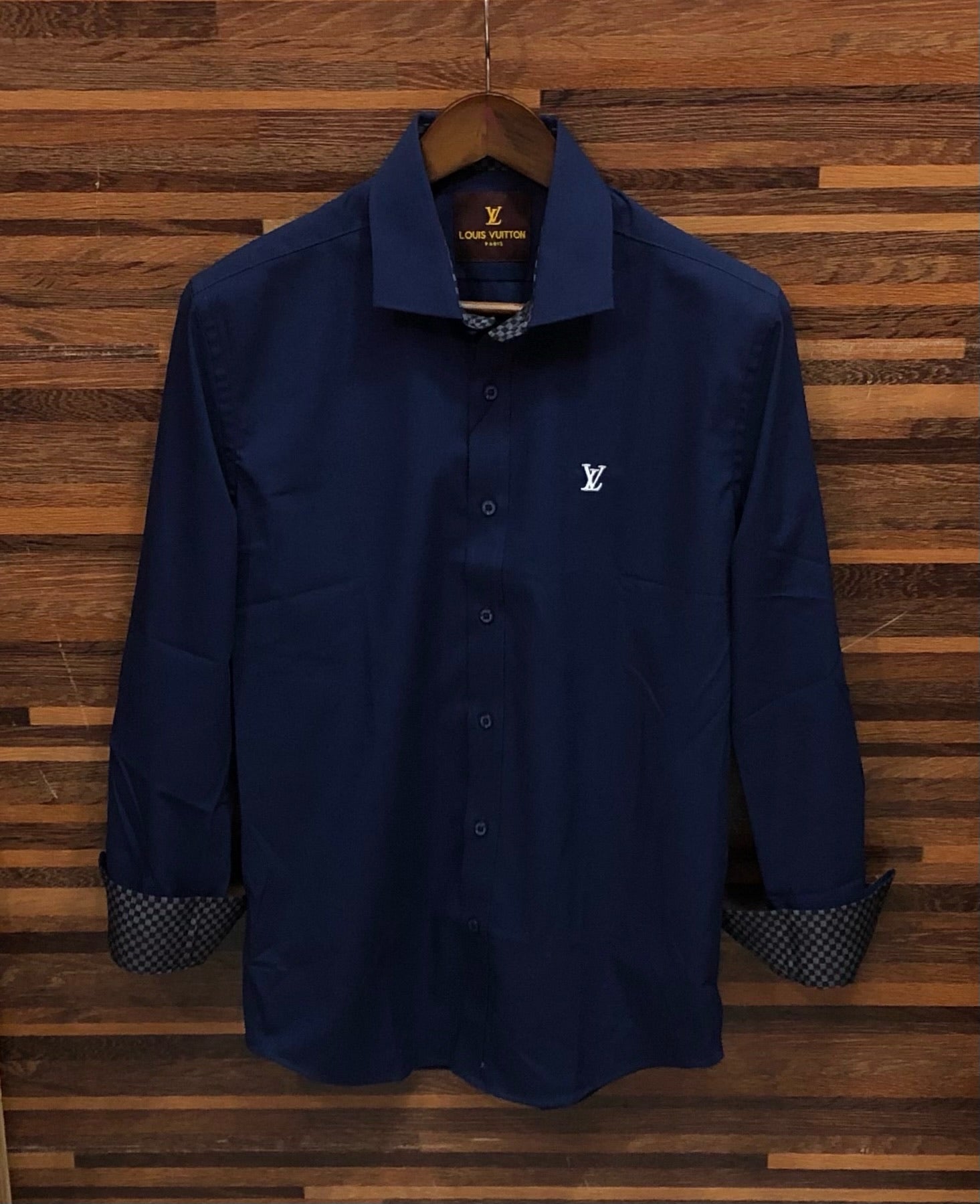 Luxury Solid Shirt LVS Formal Collar Navy