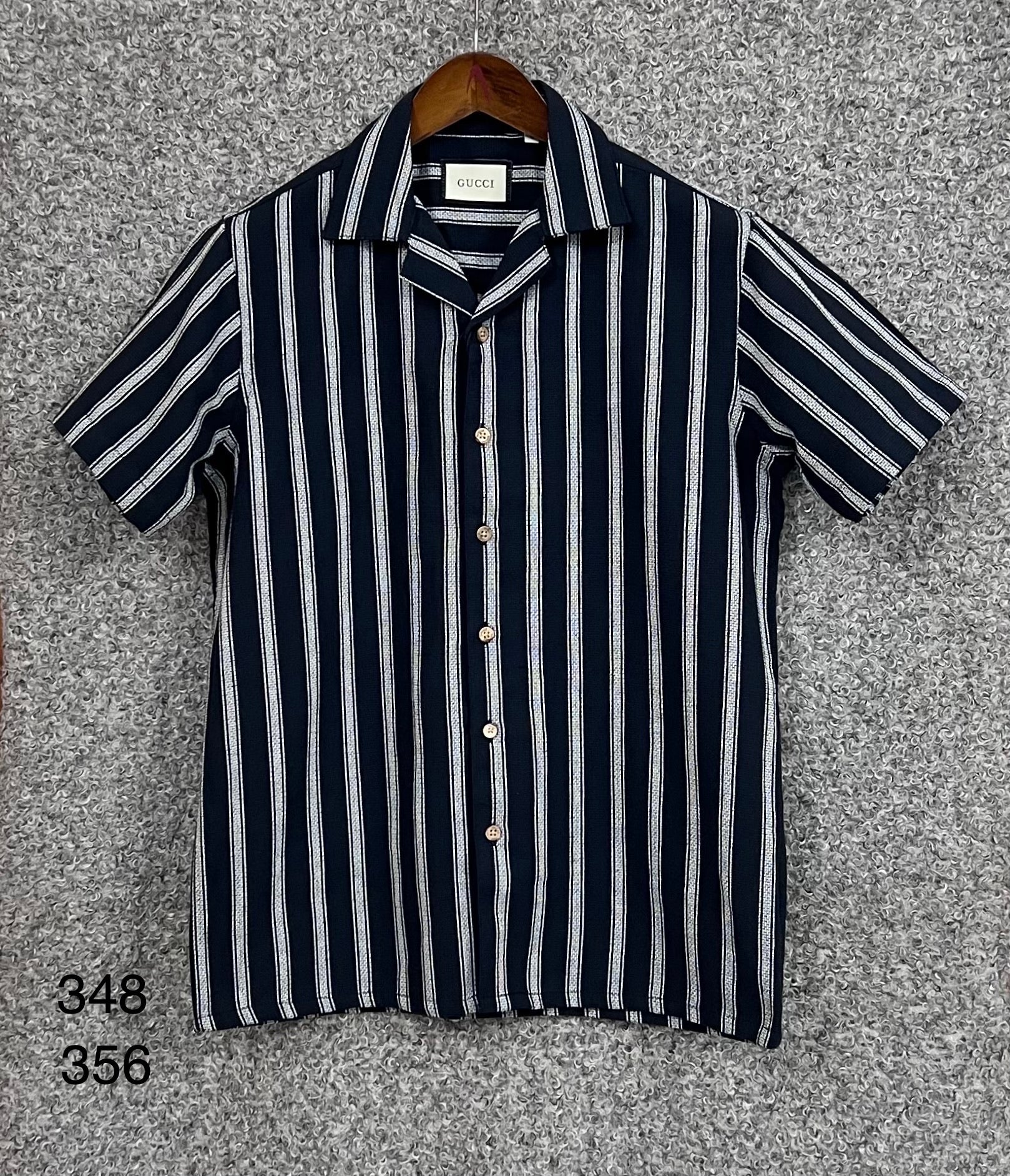 Premium Cuban Collar Bamboo Stripe Shirt GCST 356