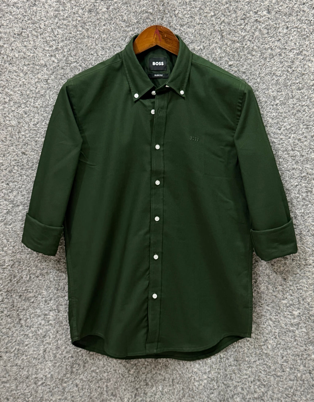 Premium Solid Oxford Cotton Shirt HBS Green 152