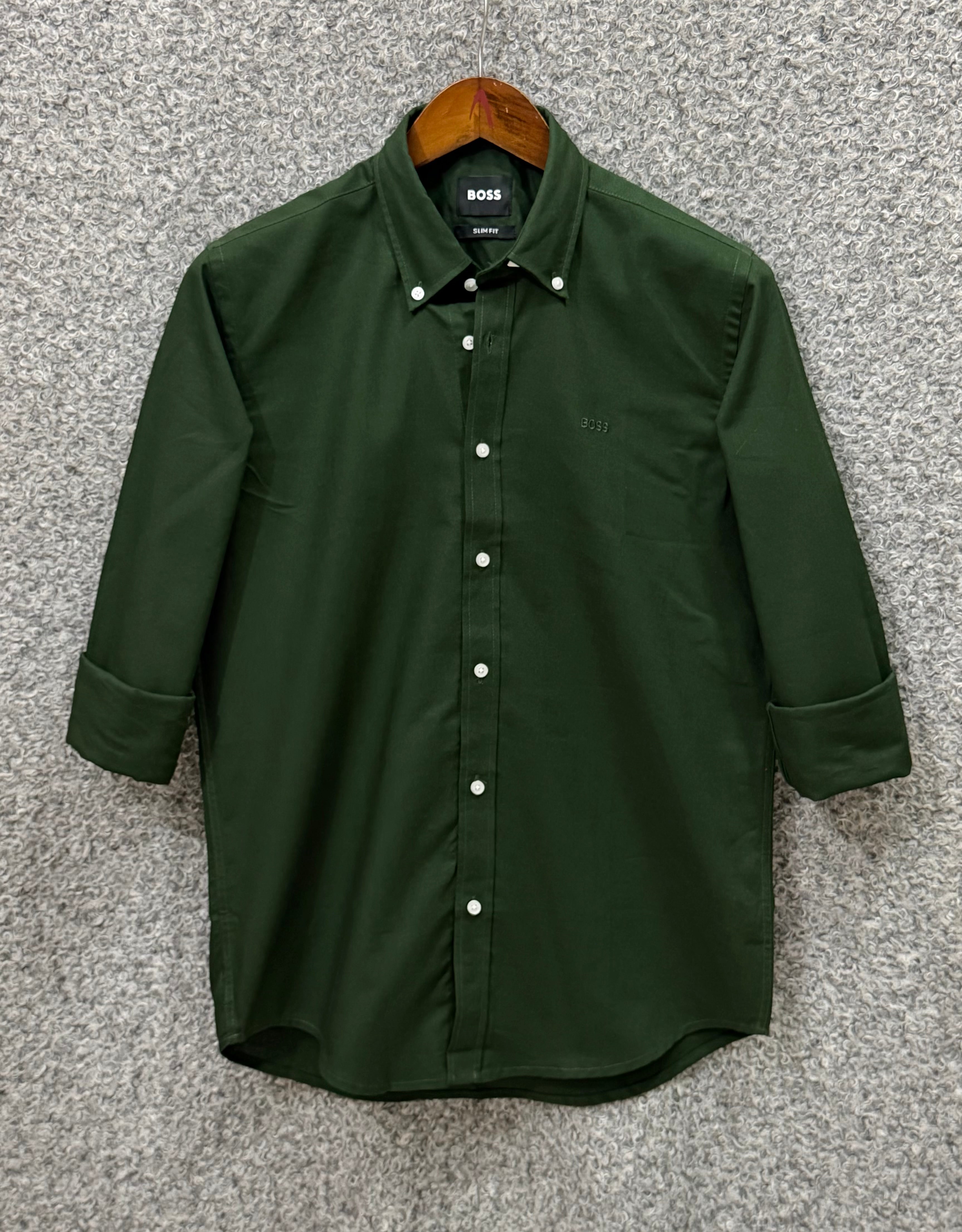 Premium Solid Oxford Cotton Shirt HBS Green 152