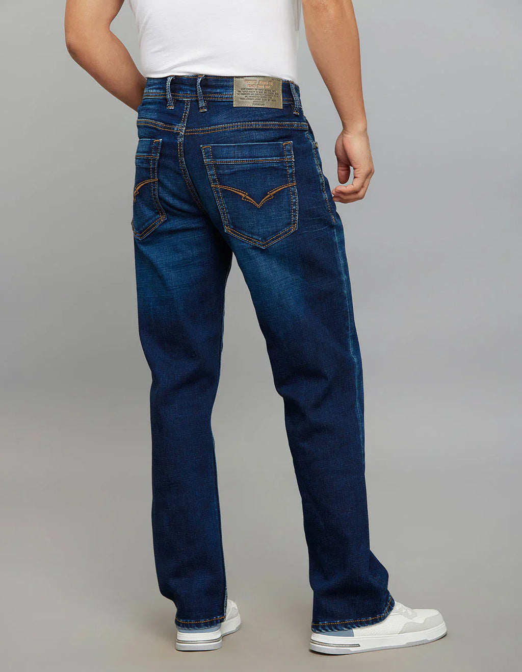 Dark Blue 5 Pocket Cropped Mid Rise, Comfort & Straight Fit Stretch Jeans RJ6337 | Denim pant | Shirtology Bangladesh