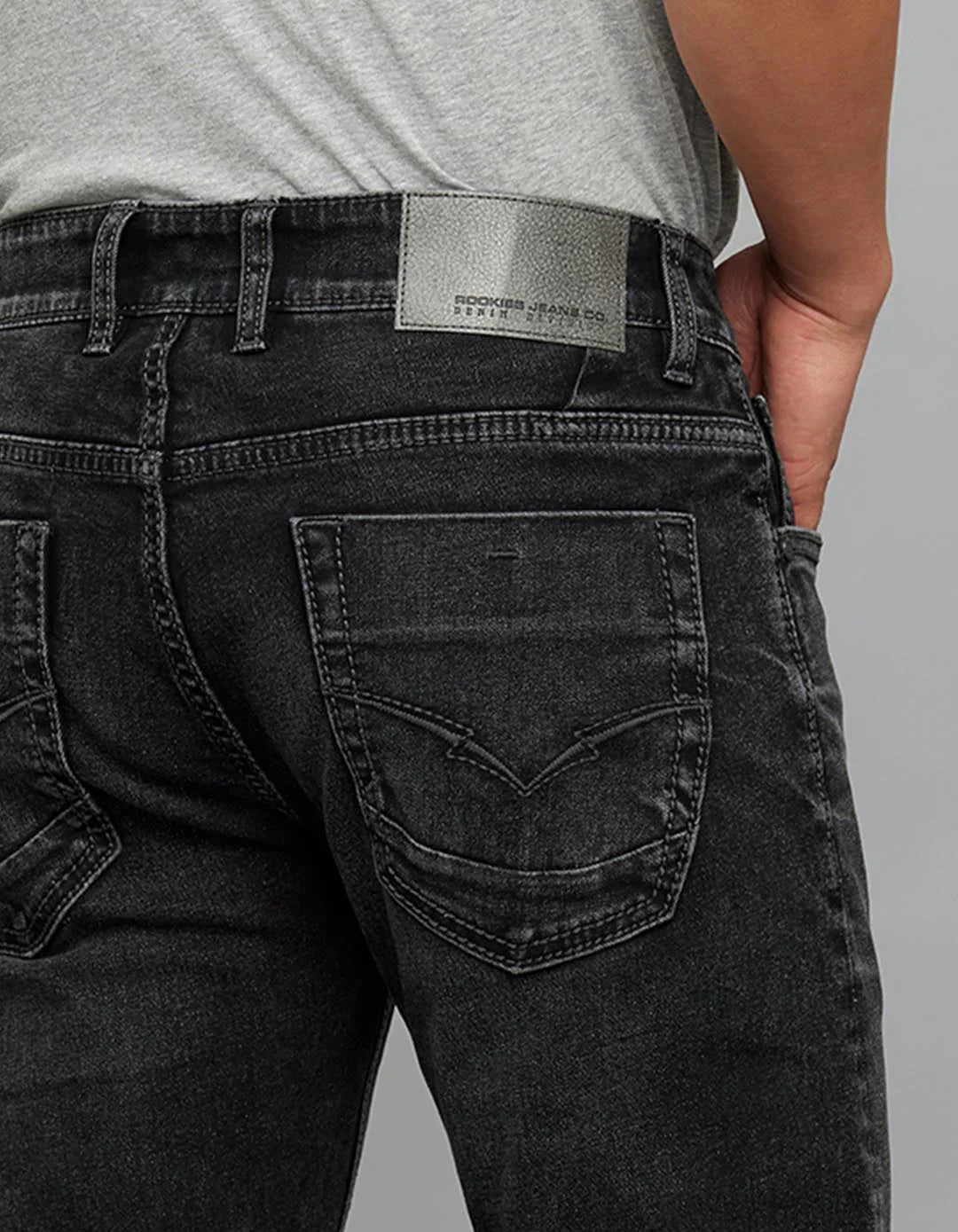 CHARCOAL 5 POCKET LOW-RISE TAPERED ANKLE LENGTH STRETCH JEANS RJ6281 - CHARCOAL