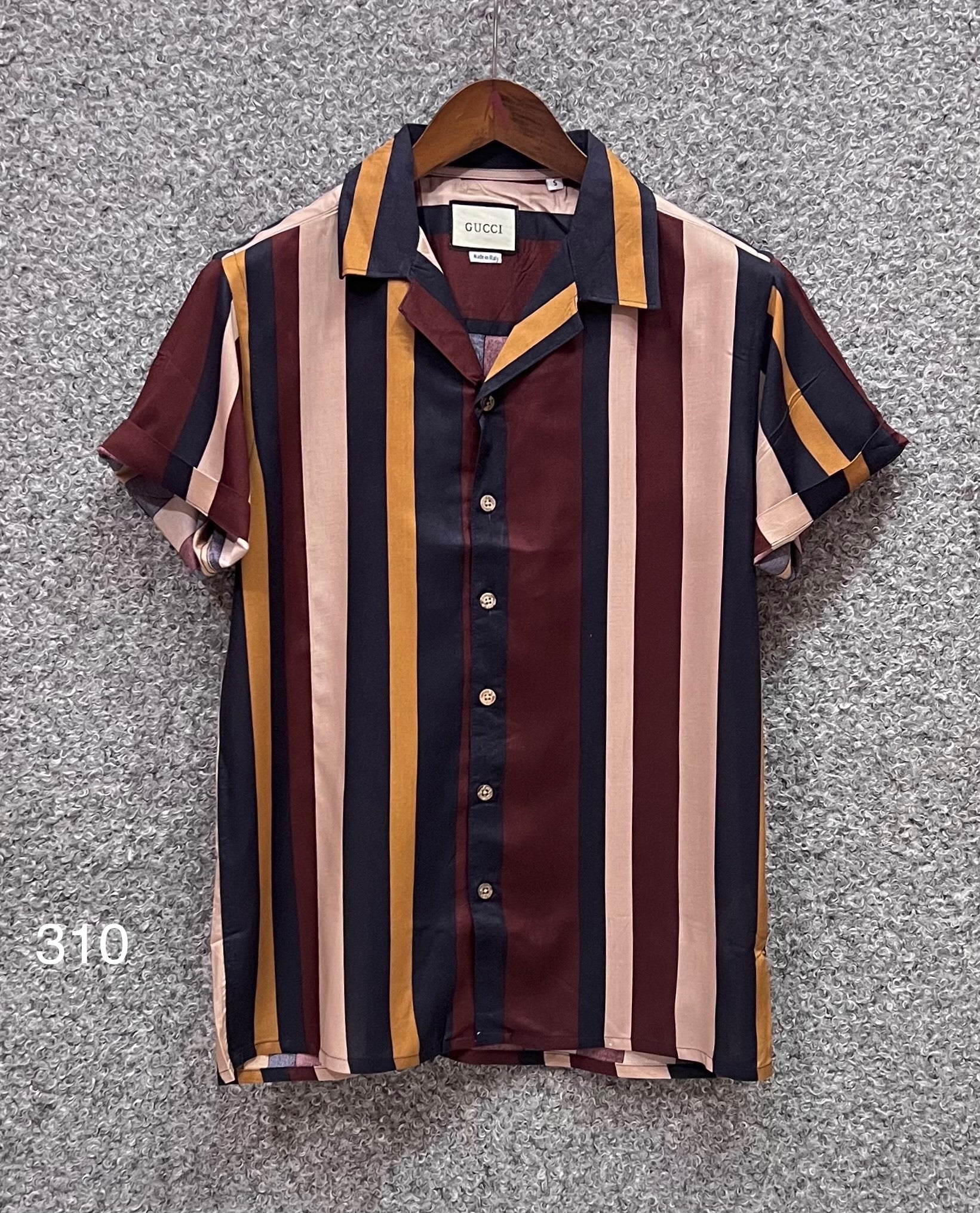 Premium Classic Cuban Collar Stripe Shirt GCST 310