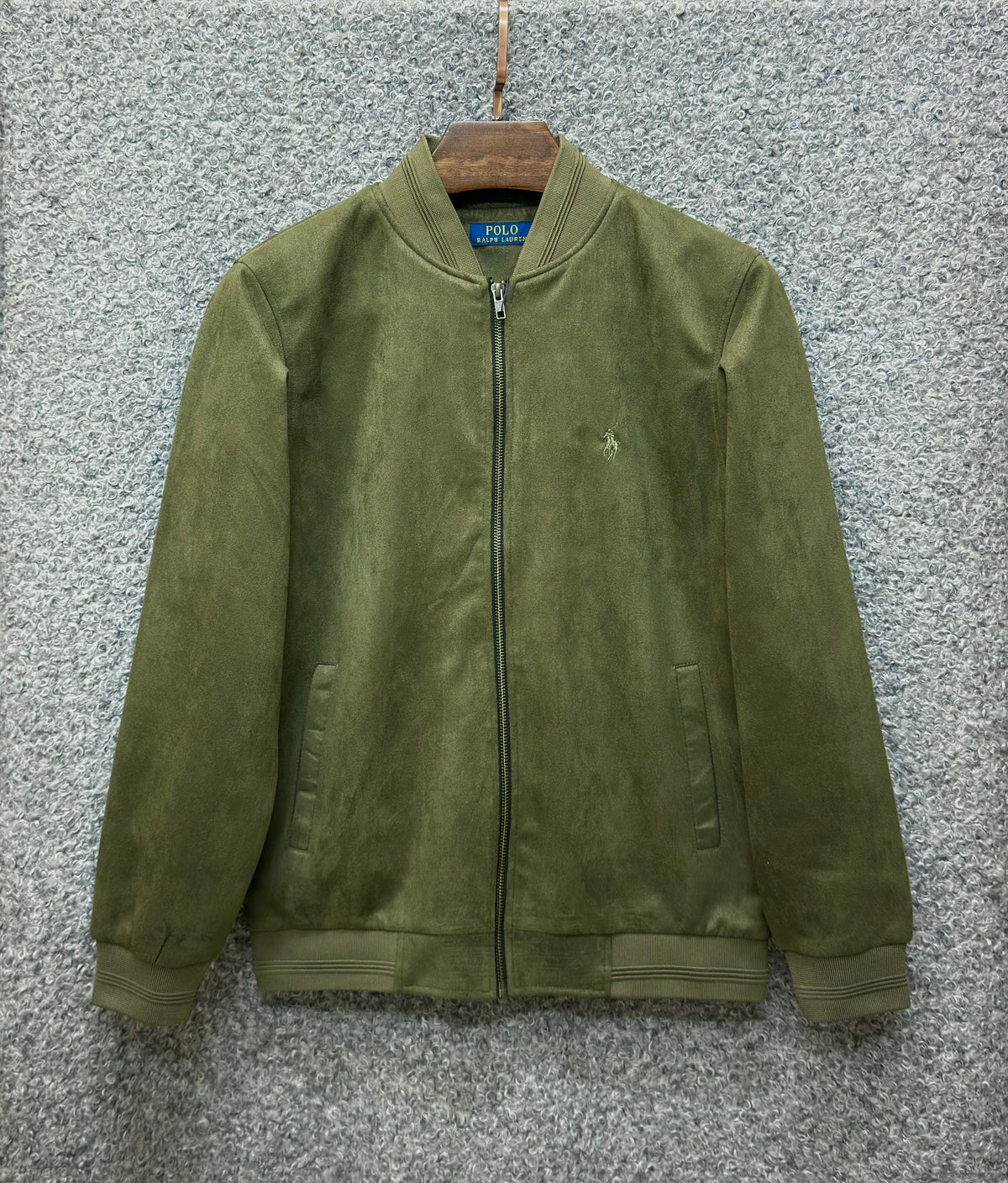 Premium Soft-Touch Suede Finish Jacket Olive
