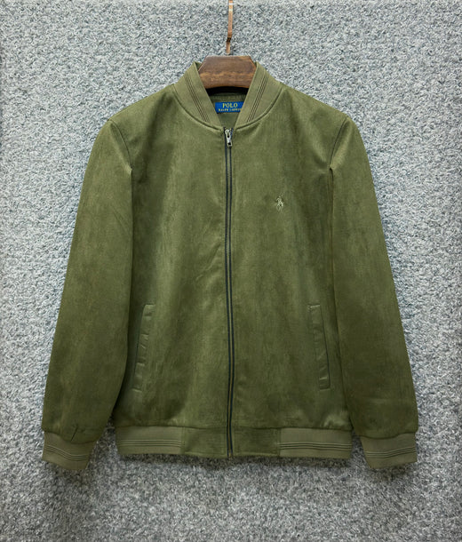 Premium Soft-Touch Suede Finish Jacket Olive