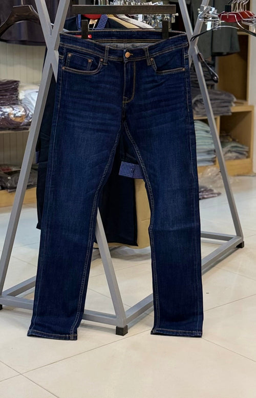 Deep Blue 5 Pocket Mid-Rise Slim Straight Fit Stretch Jeans RJ6384 | Denim pant | Shirtology Bangladesh