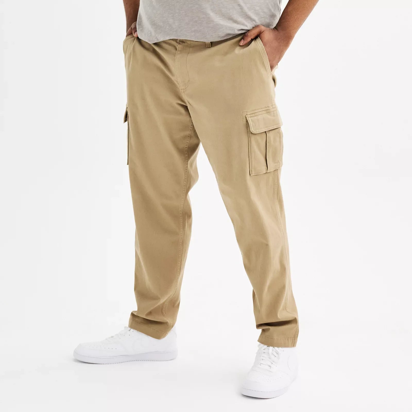 Men’s Flexwear Straight Fit Cargo Pants – cream ash