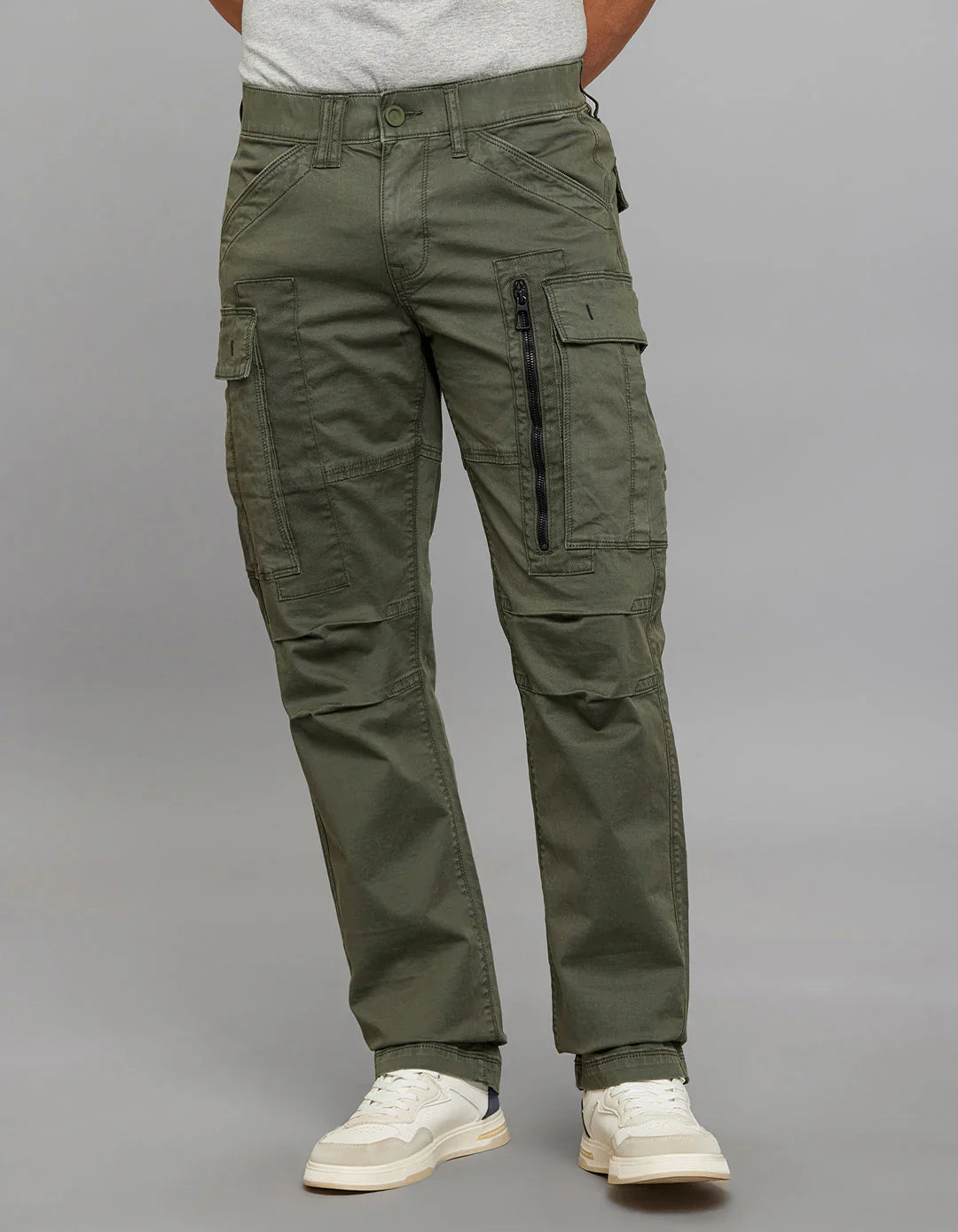 MILITARY GREEN COMFORT STRAIGHT FIT STRETCH CARGO PANTS RJCP1366-mgreen | Shirtology Bangladesh