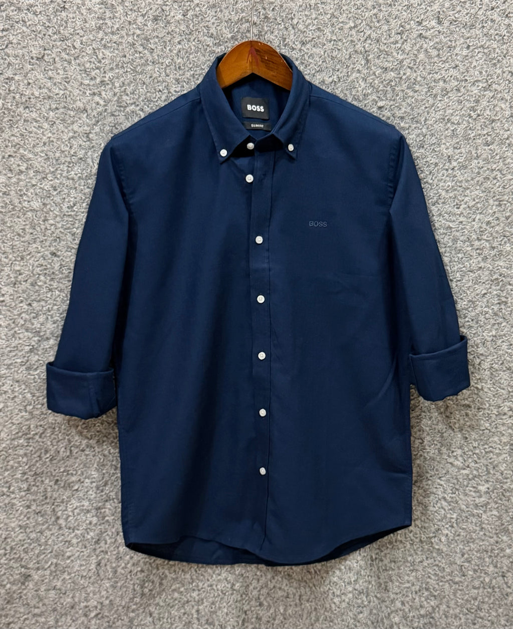 Premium Solid Oxford Cotton Shirt HBS Nevy