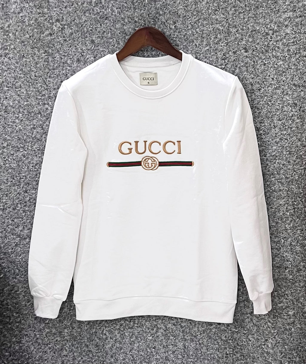 Premium Embroidered Sweatshirt GC White