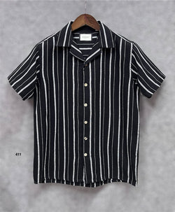 Premium Classic Cuban Collar Stripe Shirt | Cuban Collar Shirt | Shirtology Bangladesh