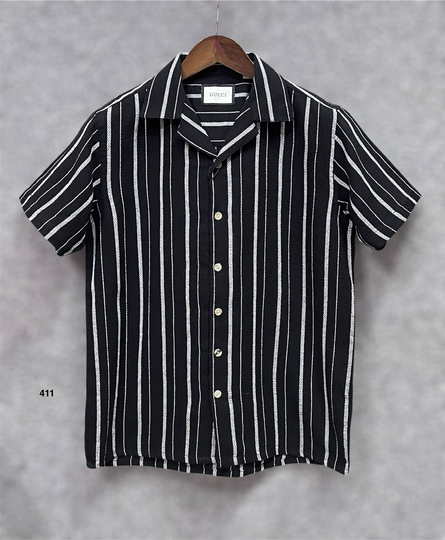 Premium Classic Cuban Collar Stripe Shirt GCST 411