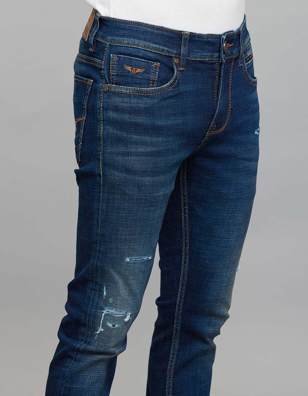 Rookies Denim Tapered Ankle-Length Stretch Jeans - Dark Blue RJ6274