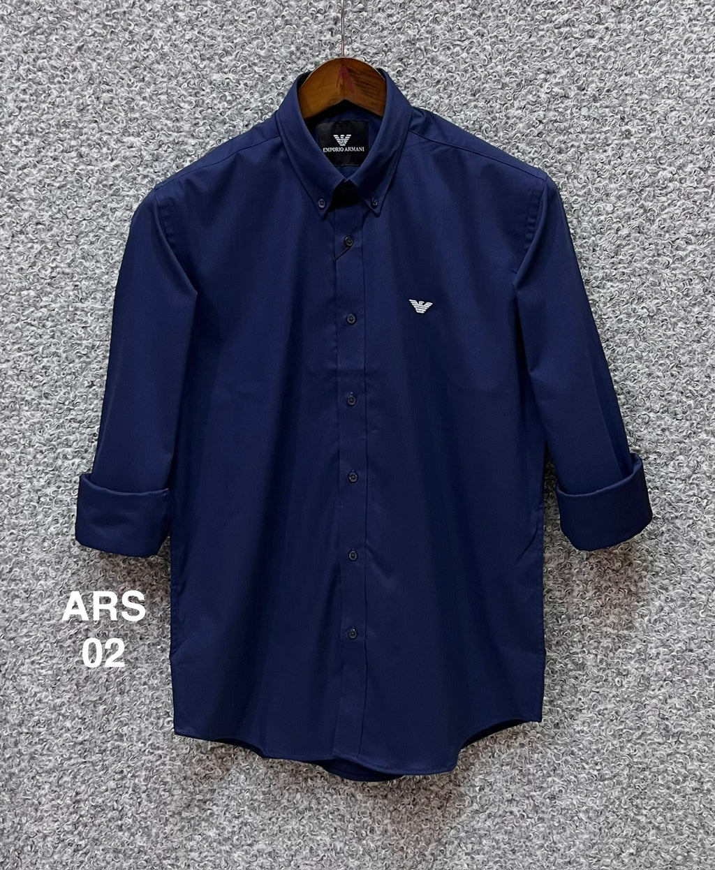 Iconic Solid Shirt ARMS down button 02 Navy | Shirtology Bangladesh