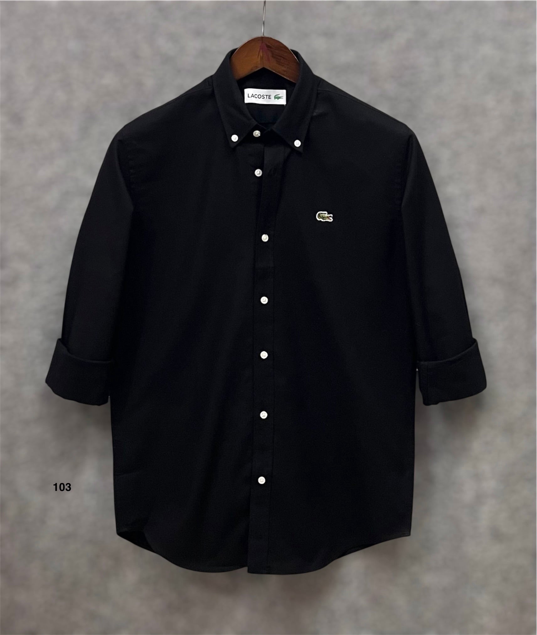 Premium Solid Oxford Cotton Shirt LKS Black 103
