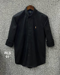 Premium Solid Stretch Cotton Shirt Black | Solid Shirt | Shirtology Bangladesh