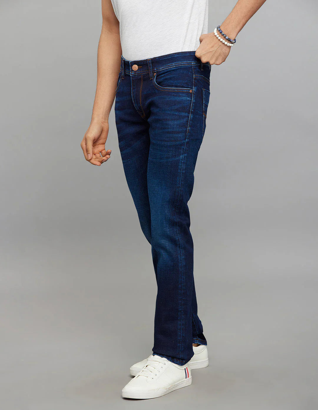 Rookies Mid-Rise Slim Straight Fit Classic Jeans - Dark Blue RJ6399