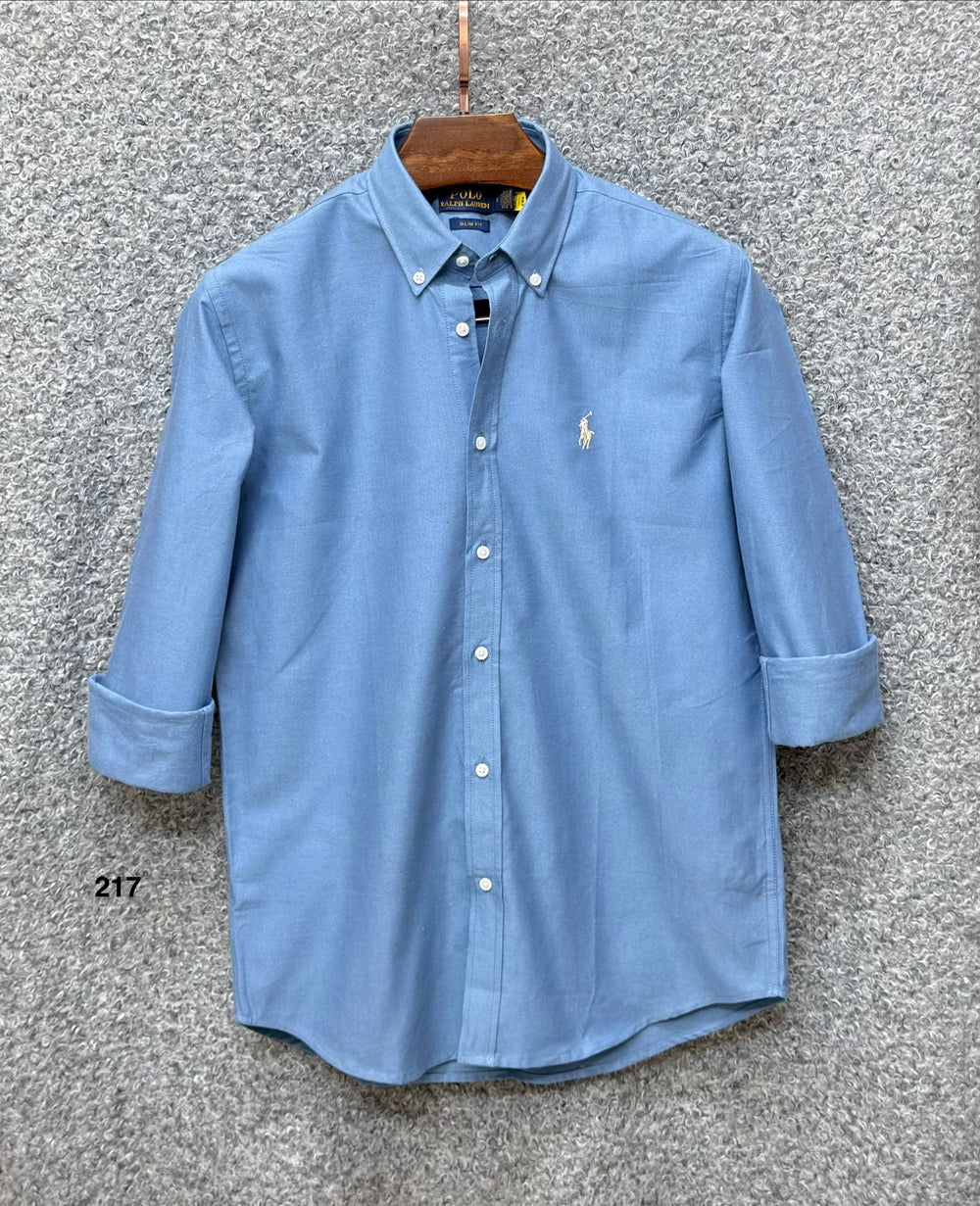 Premium Solid Logo Oxford Cotton Shirt