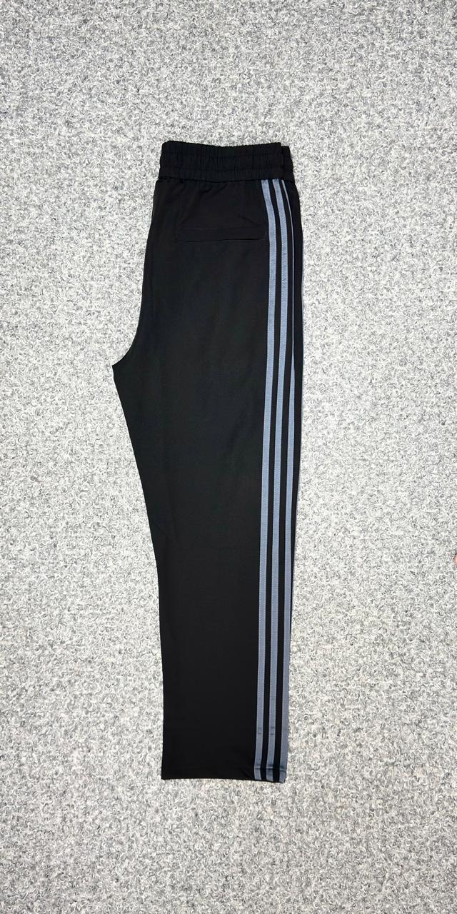 Performance Three-Stripe Full Baggy Style Track Pants Black &Ash