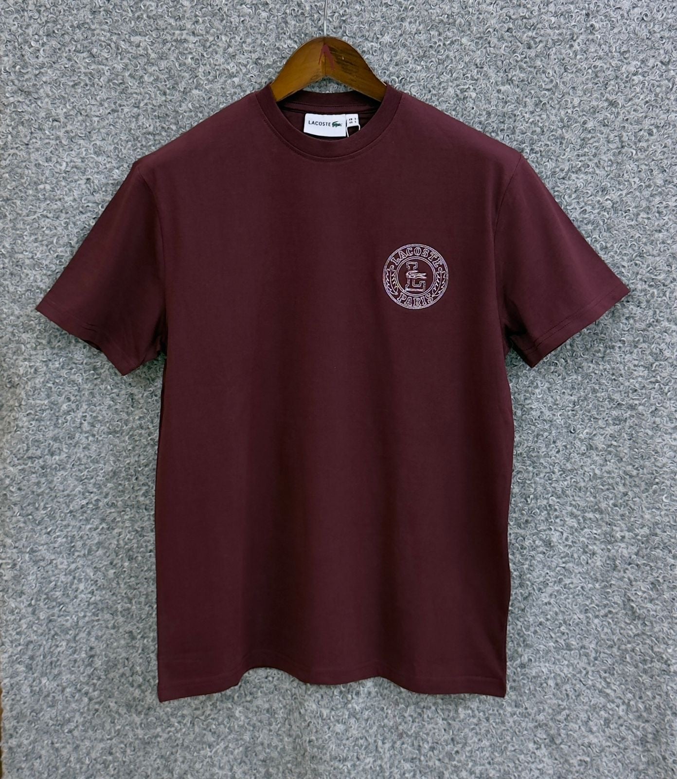 Premium RoundEmbroidery Lacoste Tshirt LKSRET Coffee