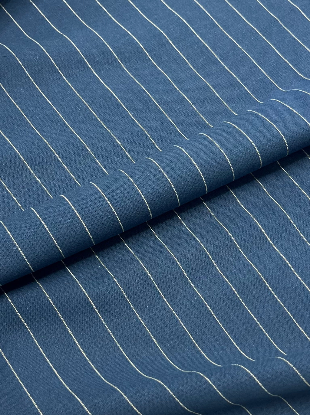 Denim Blue with Fine White Pinstripes