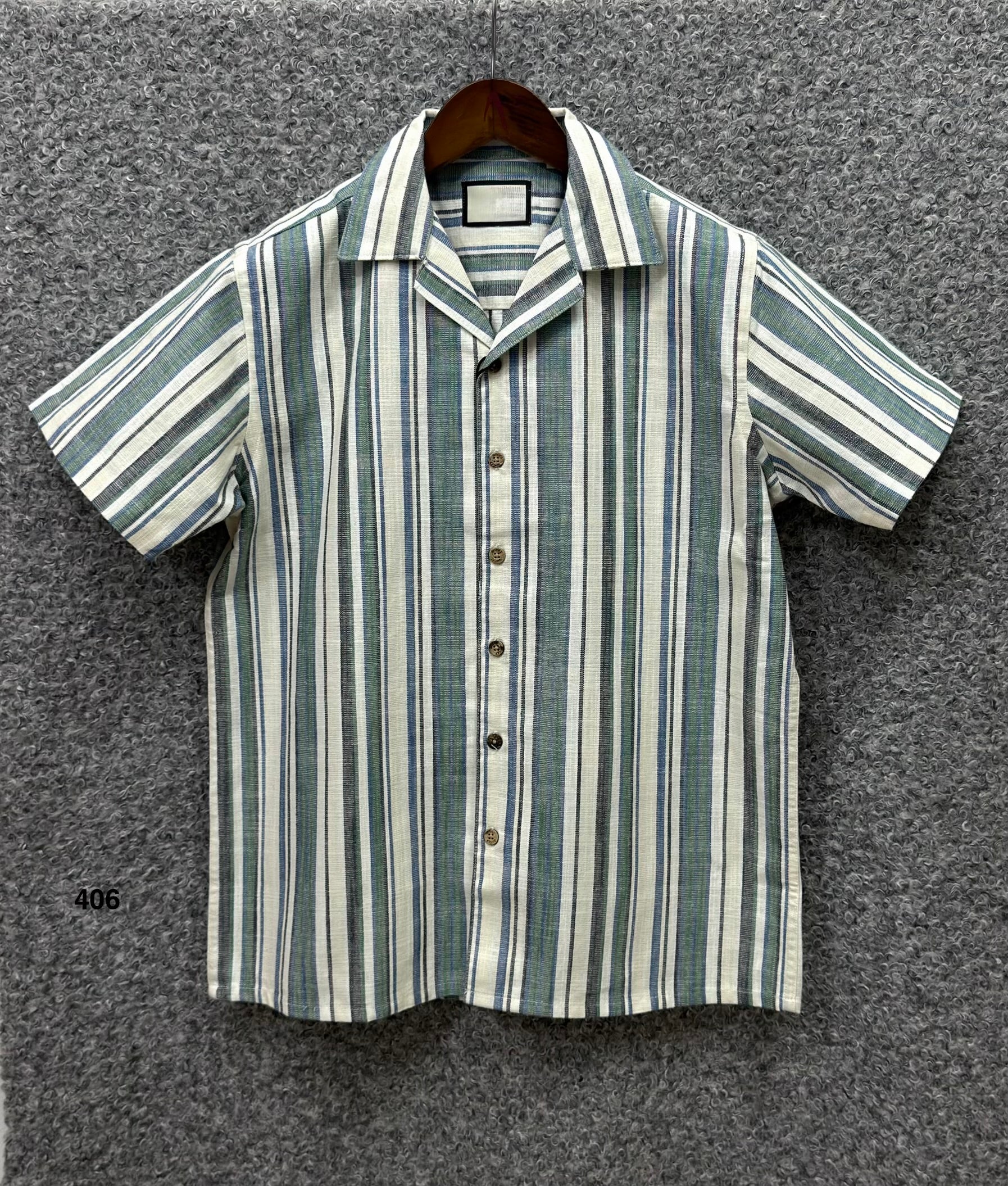 Premium Classic Cuban Collar Stripe Shirt GCST 406