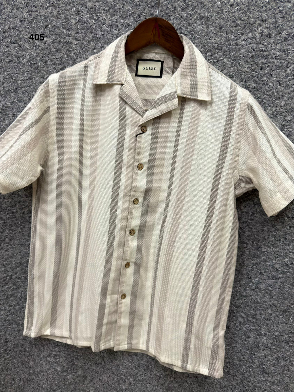 Premium Cuban Collar Bamboo Stripe Shirt GCST 405